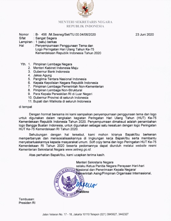 Surat Edaran HUT RI ke 75, Filosofi Logo Hut RI 75, Pariwisata Indonesia