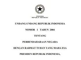 UU UNDANG-UNDANG REPUBLIK INDONESIA NOMOR 1 TAHUN 2004 TENTANG PERBENDAHARAAN NEGARA