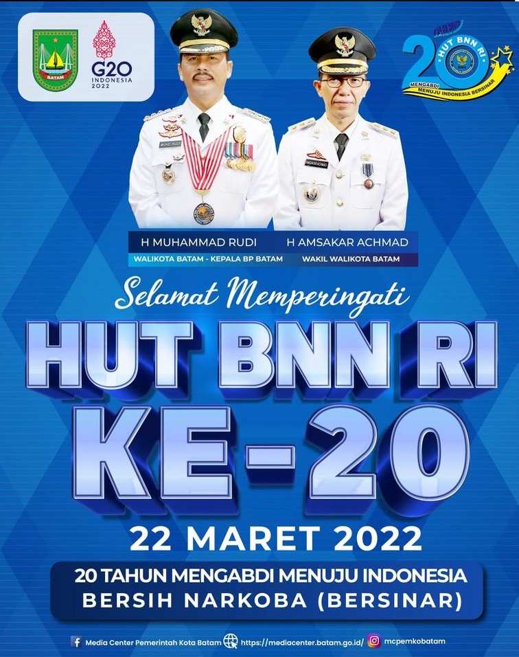 Pariwisata Indonesia. Pemkot Batam mengucapkan Selamat Ulang Tahun Kepada BNN yang ke20