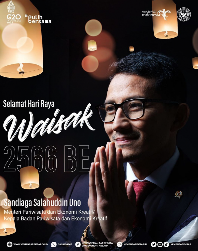 Pariwisata-Indonesia, Selamat Hari Waisak 2022, Presiden Jokowi dan Menteri Sandiaga Ucapkan Selamat Hari Raya Waisak untuk Seluruh Umat Buddha di Indonesia